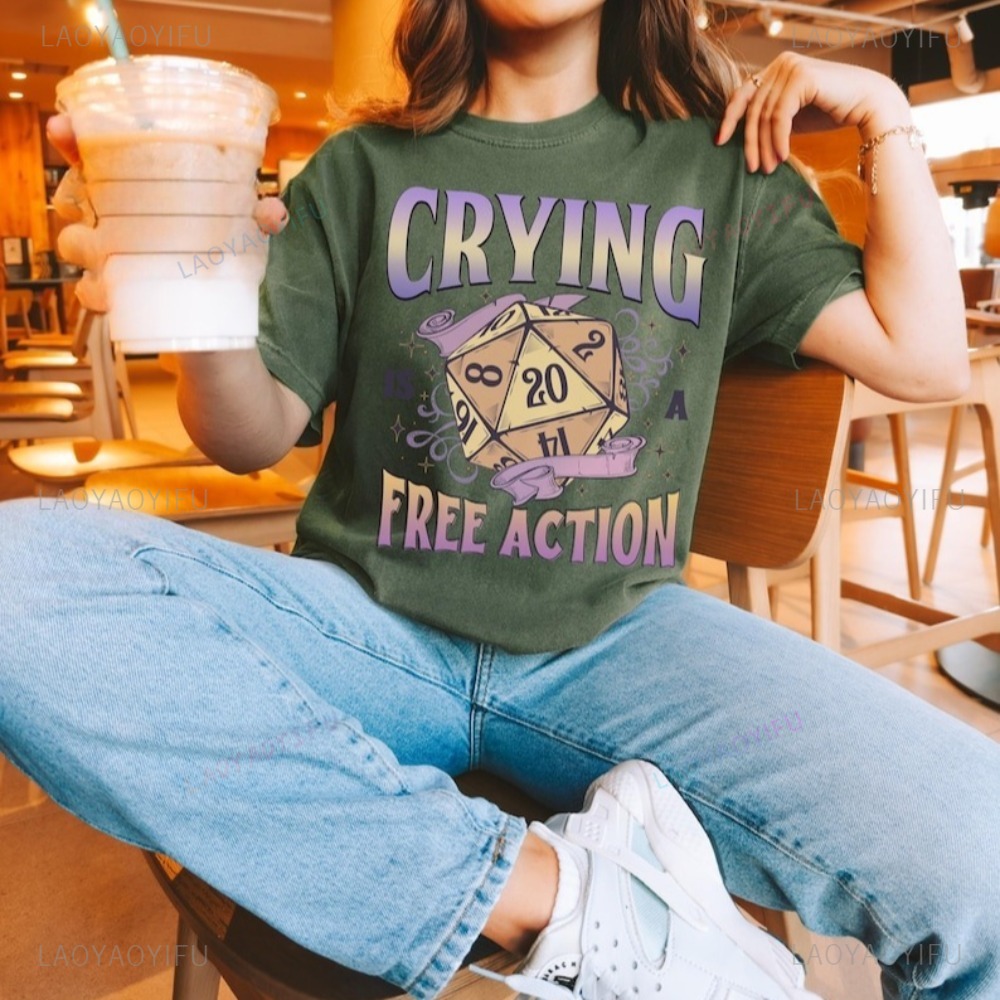 Retro Gaming T Shirts - Забавная футболка DnD Crying Is A