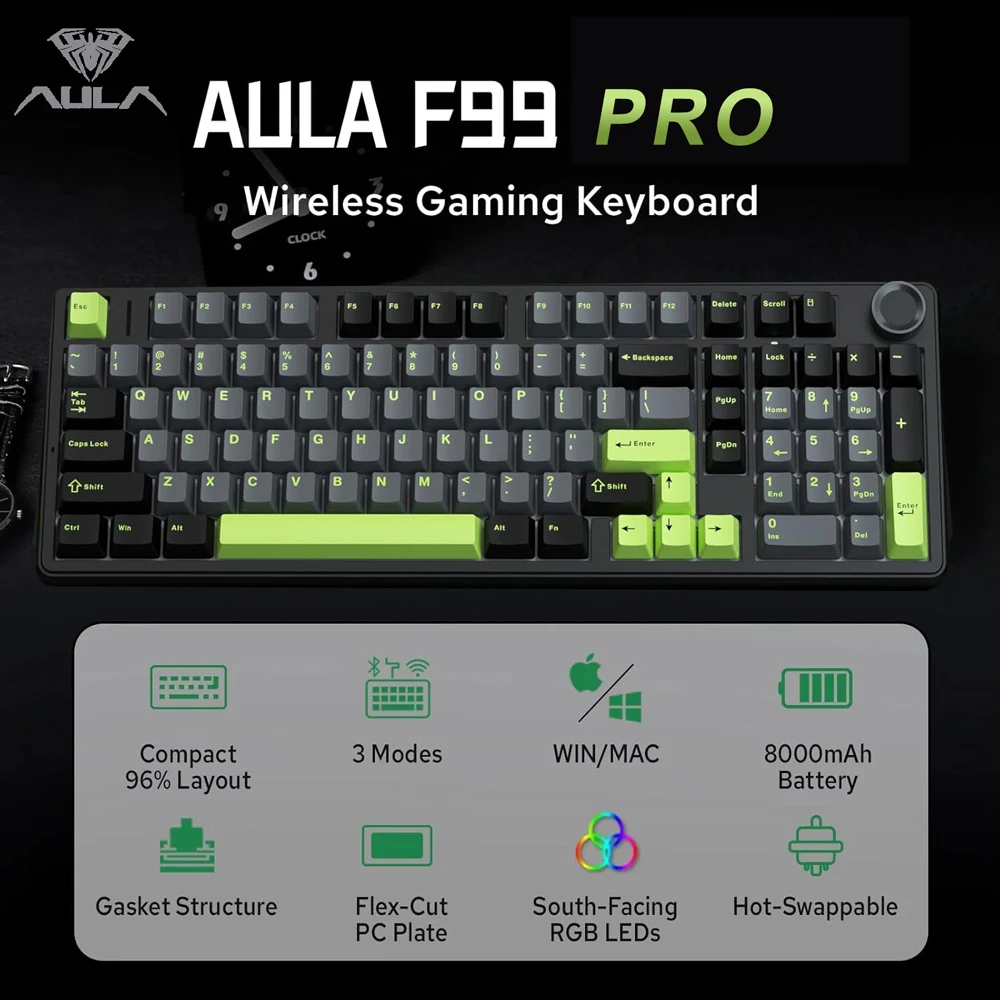 Retro Gaming Keyboard - Игровая механическая клавиатура AULA F99PRO, 99