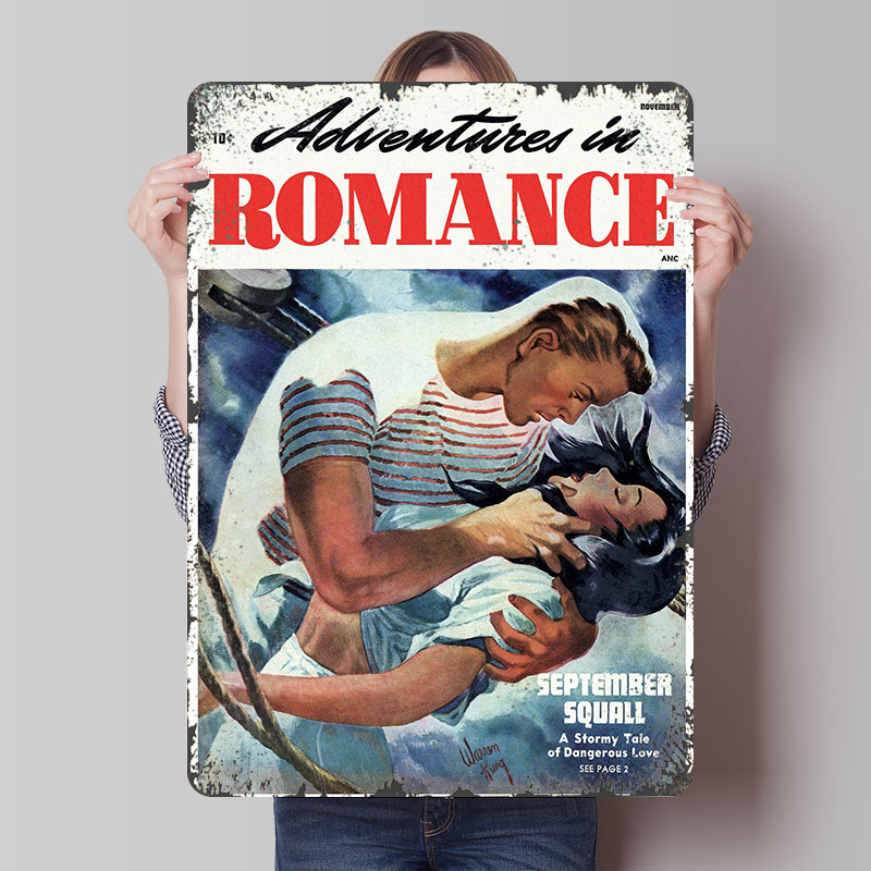 Retro Gaming At Home - Металлический постер «ADVENTURES IN ROMANCE», индивидуальный