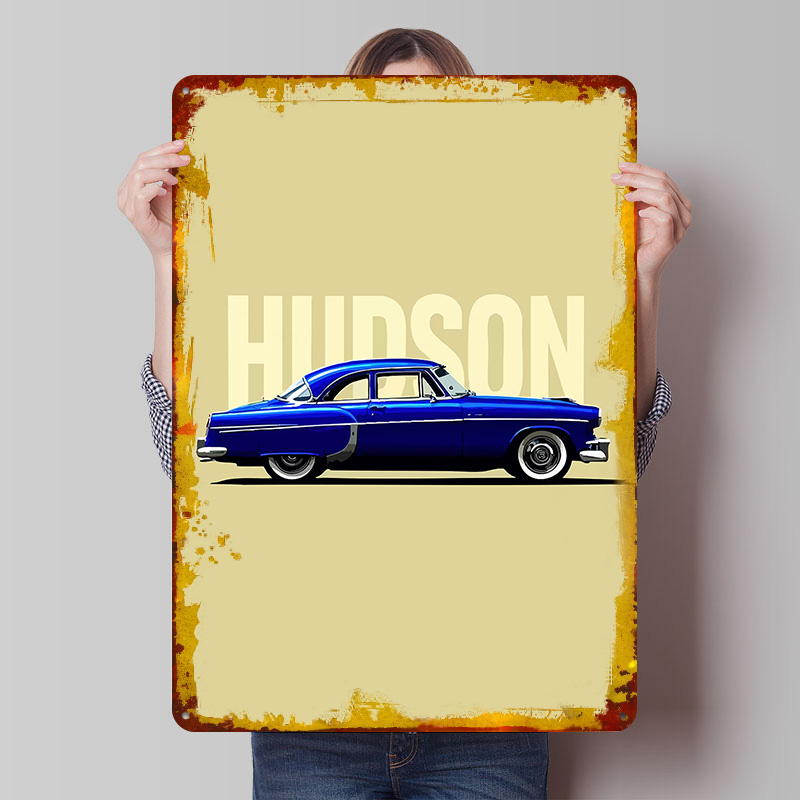 Retro Gaming At Home - Металлическая табличка Blue Hudson Classic Car: