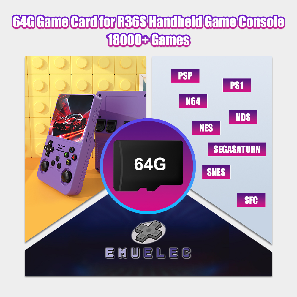 Retro Gaming N64 - 64G Игровая TF-карта для R36S Видео